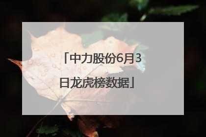 中力股份6月3日龙虎榜数据